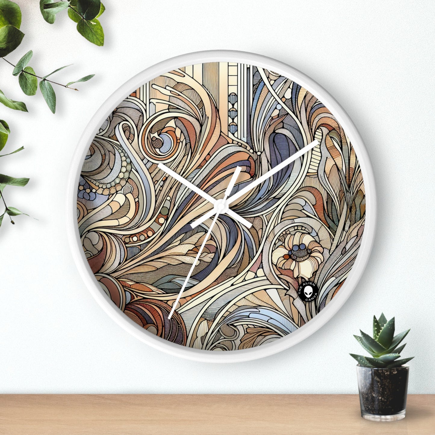 "Nature's Muse: Art Nouveau Woman" - The Alien Wall Clock Art Nouveau