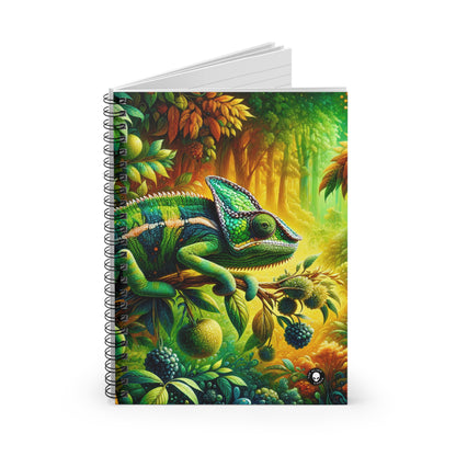 "Vibrant Woods and the Chameleon Camouflage" - The Alien Spiral Notebook (Ruled Line)