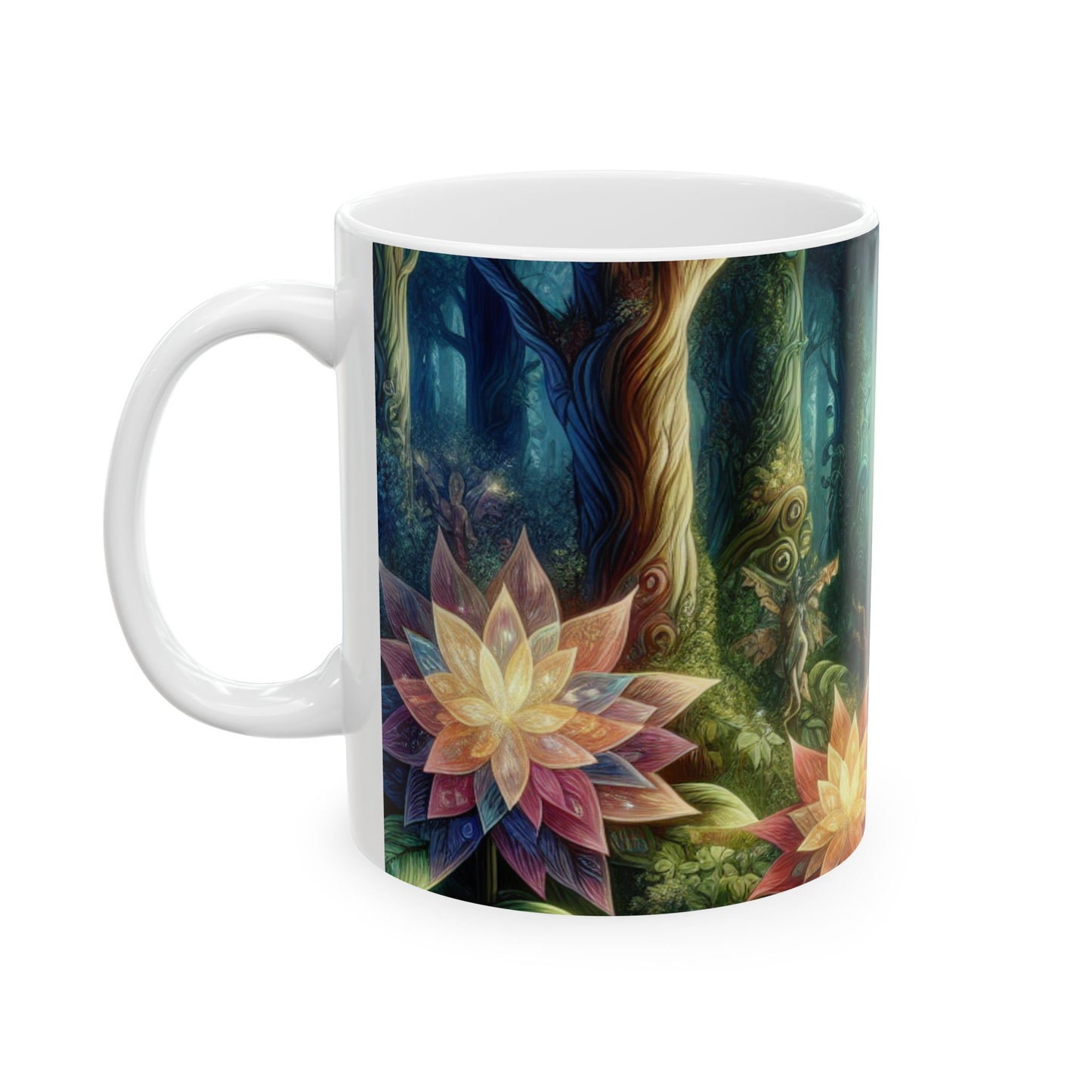 Forêt enchantée : fleurs lumineuses et êtres mystiques - La tasse en céramique Alien 11 oz