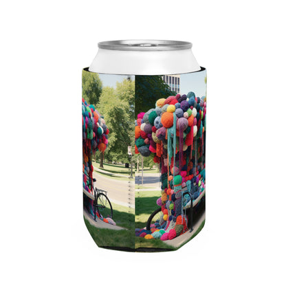 "Whimsical Wonders: Yarn-Bombing the Cityscape" - The Alien Can Cooler Sleeve Yarn Bombing (Fiber Art)