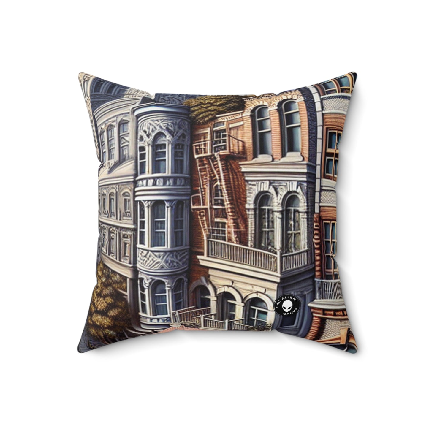 "Enchanted Passage: Transcending Reality"- The Alien Spun Polyester Square Pillow Trompe-l'oeil