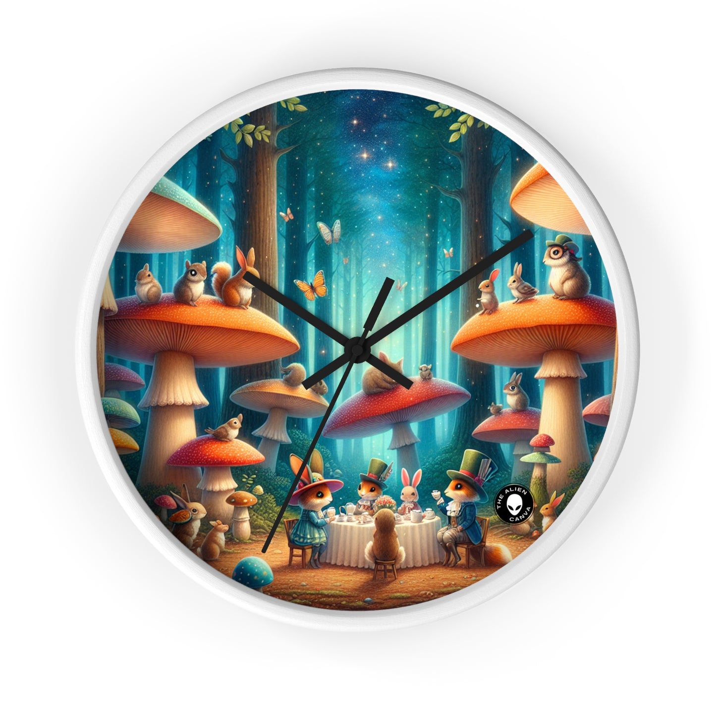 "Mushroom Wonderland: A Magical Tea Party" - The Alien Wall Clock