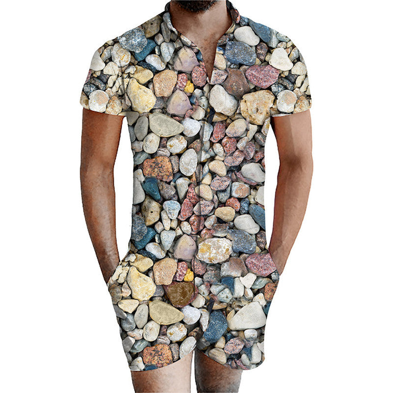 Printed men's jumpsuit suit