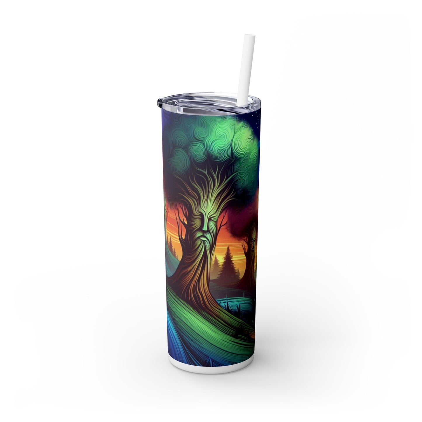 "Whispering Trees: Secrets of the Mystic Forest" - The Alien Maars® Skinny Tumbler with Straw 20oz