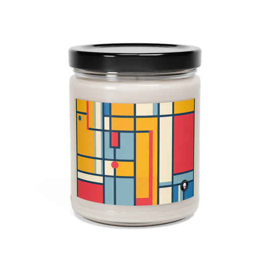 "De Stijl Grid: A Minimalist Color Composition" - The Alien Scented Soy Candle 9oz De Stijl