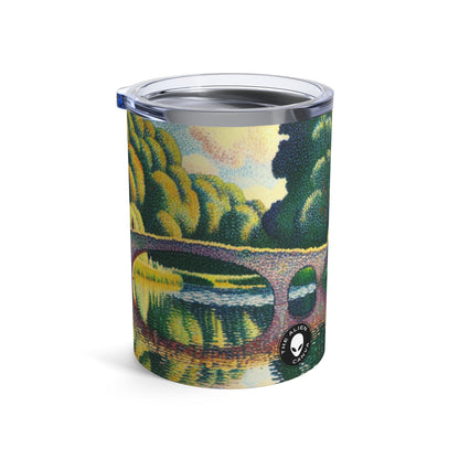 "Tranquil Sunset: A Pointillism Landscape" - The Alien Tumbler 10oz Pointillism