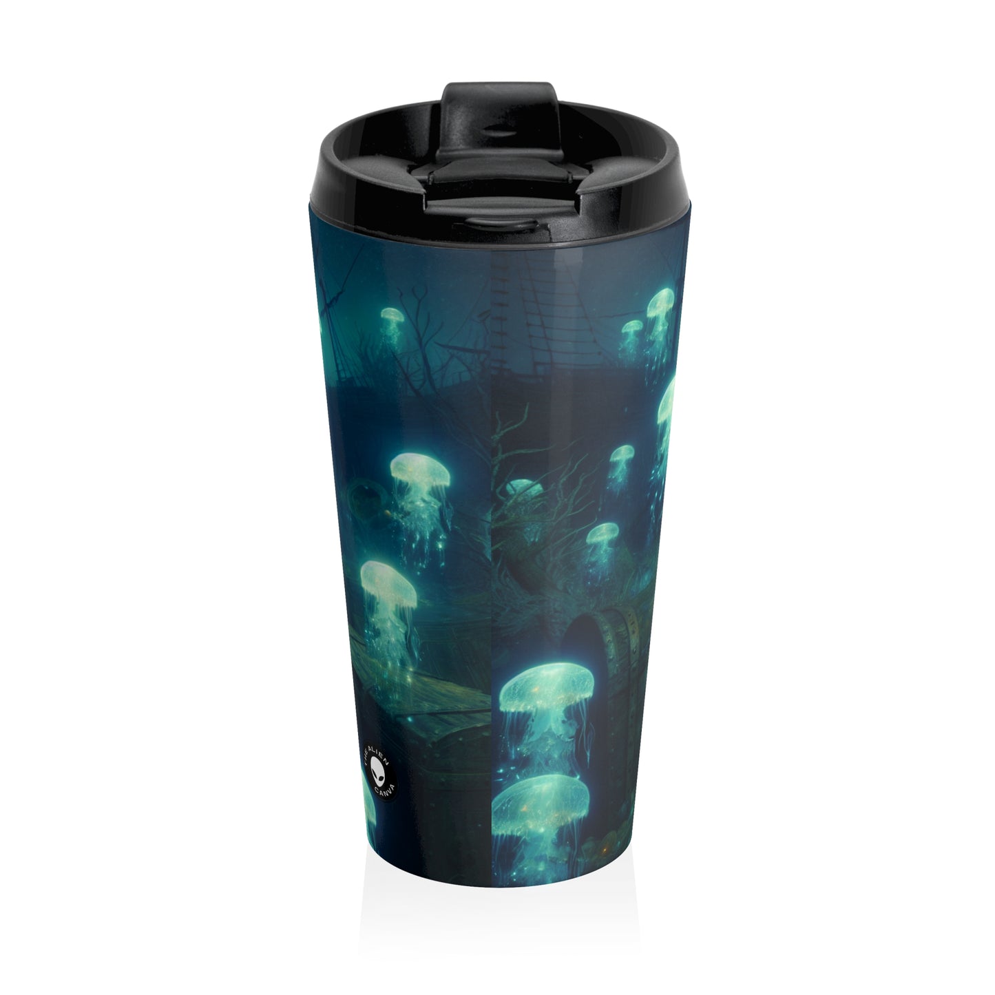 "Glowing Jellyfishes in the Deep" - The Alien Stainless Steel Travel Mug