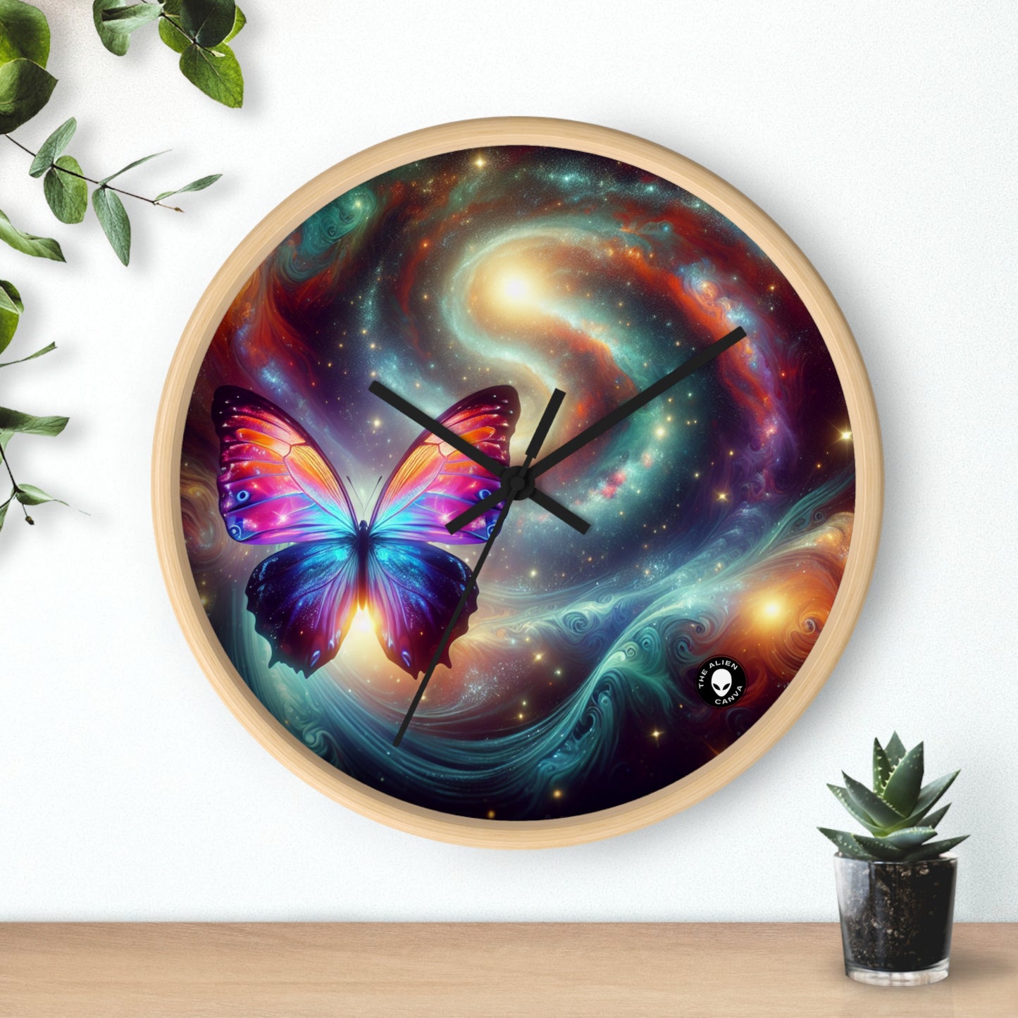 "Galactic Butterfly: A Cosmic Spectacle" - The Alien Wall Clock