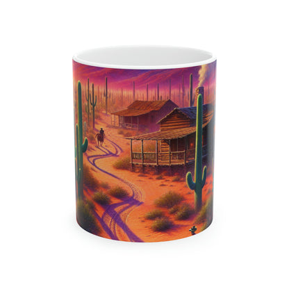 "Pluie rougeoyante : le reflet d'une ville" - La tasse en céramique Alien 11oz Réalisme