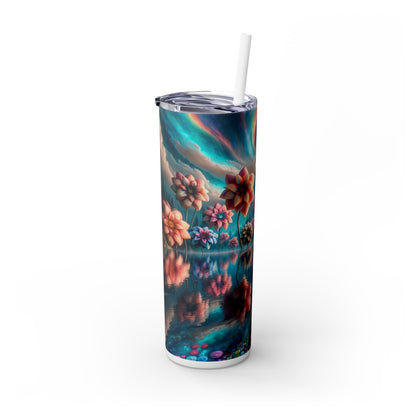 "Aguas encantadas: un país de ensueño floral" - Vaso delgado con pajita de 20 oz de Alien Maars®