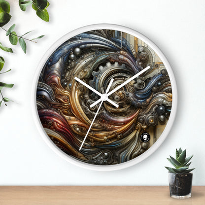 "Paisaje urbano biomecánico: fusión armoniosa" - El reloj de pared alienígena Arte biomecánico