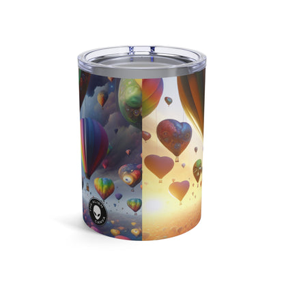 "Horizonte emocional: un paisaje surrealista con globos" - Vaso Alien de 10 oz