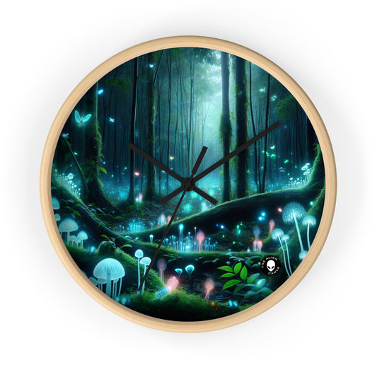 "Enchanted Night: Bioluminescent Forest" - The Alien Wall Clock