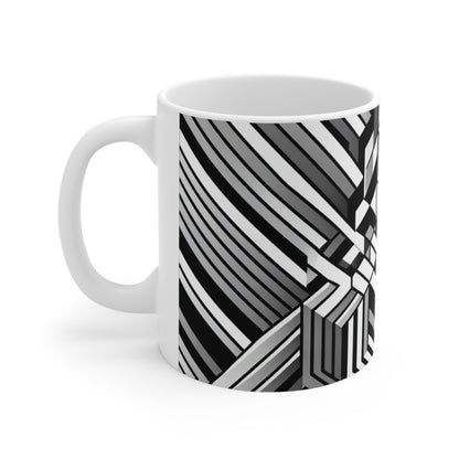 "Perception en mouvement : un chef-d'œuvre époustouflant de l'Op Art" - La tasse en céramique Alien 11oz Op Art