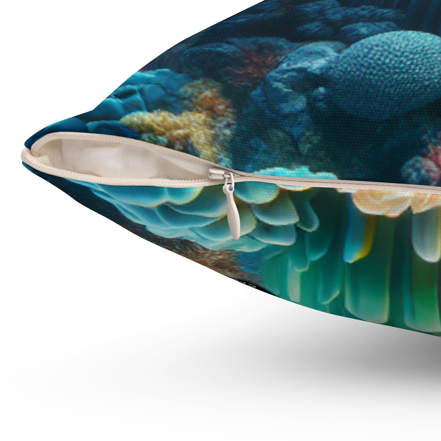 "Neon Reef: A Surreal Underwater Symphony"- The Alien Spun Polyester Square Pillow