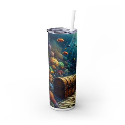 "Beneath the Waves: Treasure in the Coral Reef" - The Alien Maars® Skinny Tumbler with Straw 20oz