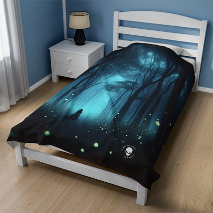 "Guided by Fireflies: A Forest's Secret Lightshow" - The Alien Velveteen Plush Blanket