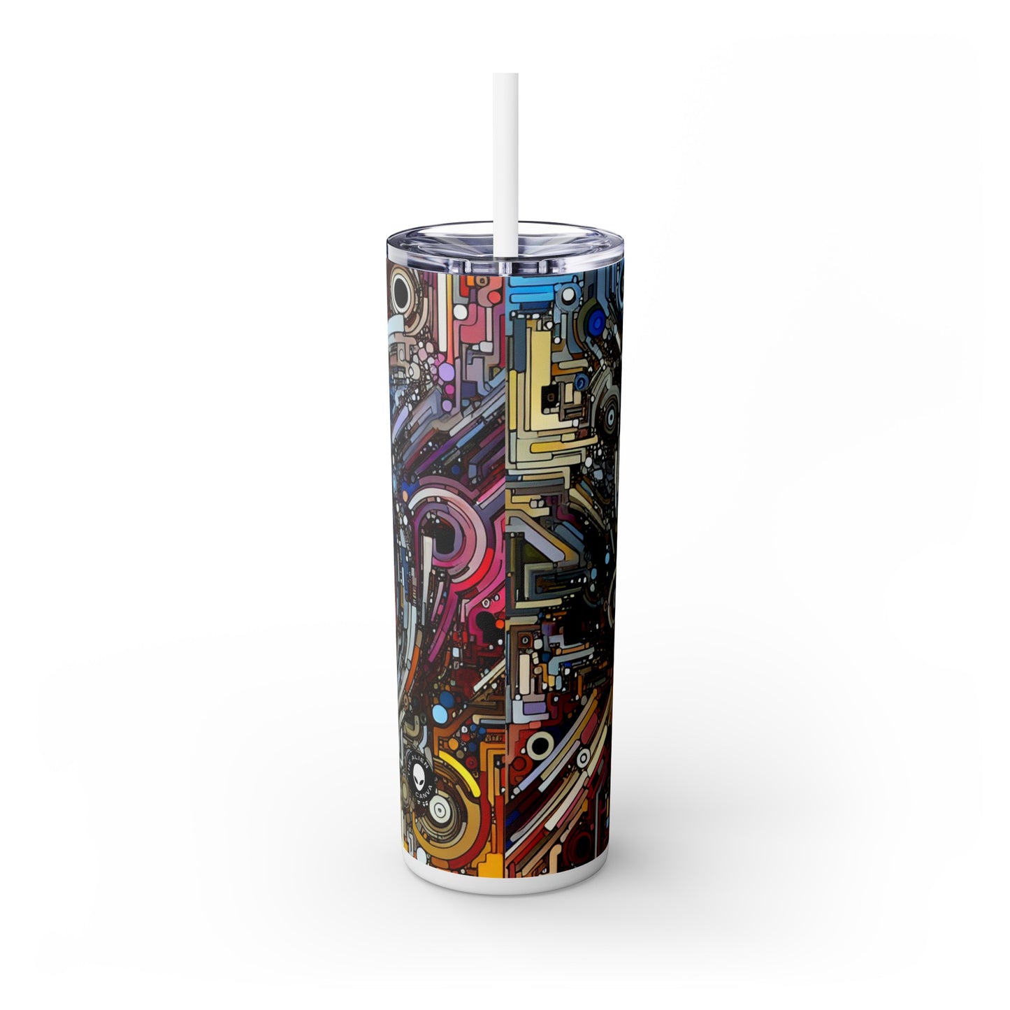 "Deconstructing Power: A Post-structuralist Exploration of Language" - The Alien Maars® Skinny Tumbler with Straw 20oz Post-structuralist Art