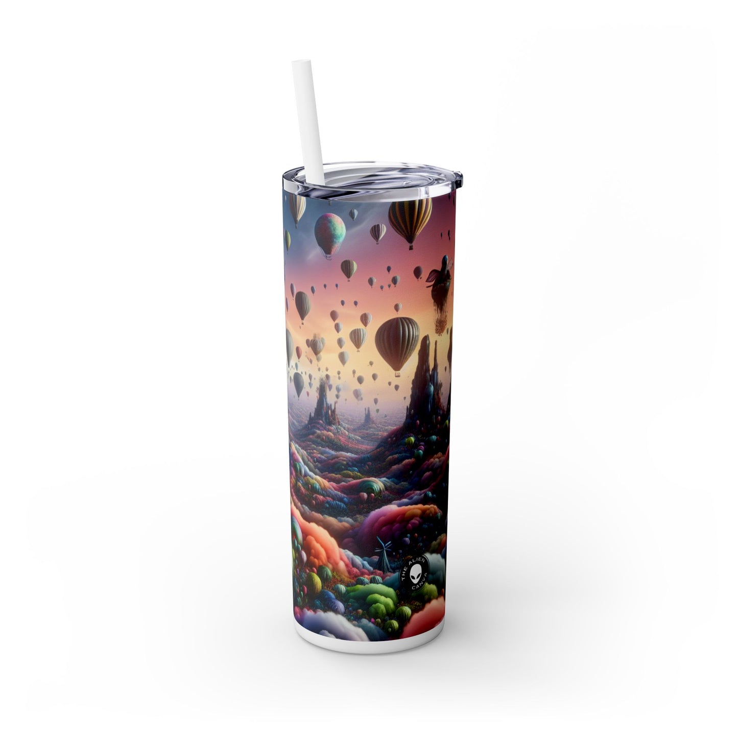 "Whimsical Sky: A Surreal Balloon Adventure" - The Alien Maars® Skinny Tumbler avec paille 20oz