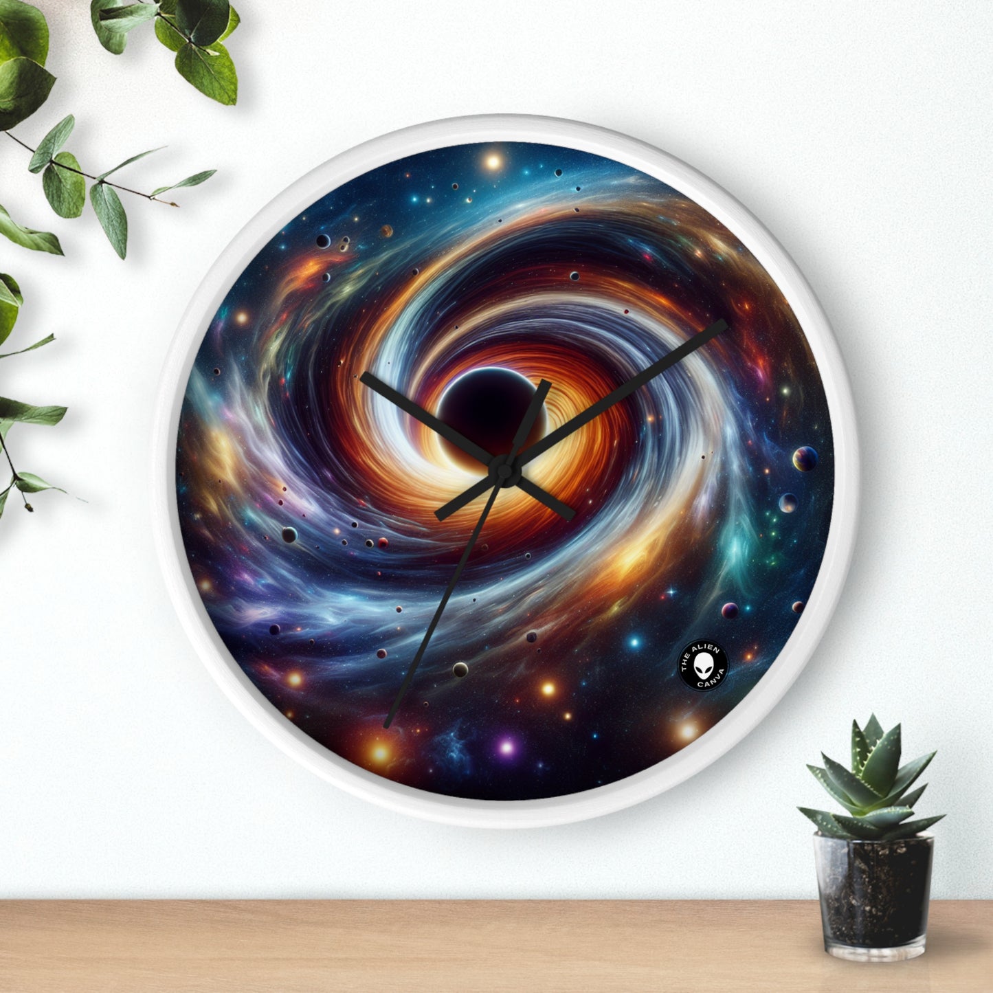 "Vórtice galáctico: la danza colorida de estrellas y planetas" - El reloj de pared alienígena