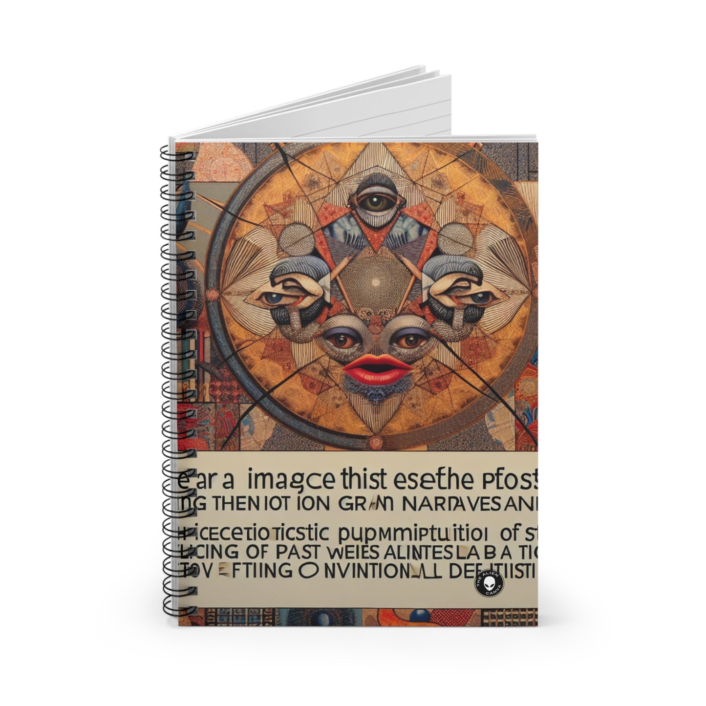 "Digital Chaos: A Postmodern Collage" - The Alien Spiral Notebook (Ruled Line) Postmodern Art