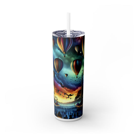 "Majestic Balloons at Dusk" - The Alien Maars® Skinny Tumbler with Straw 20oz