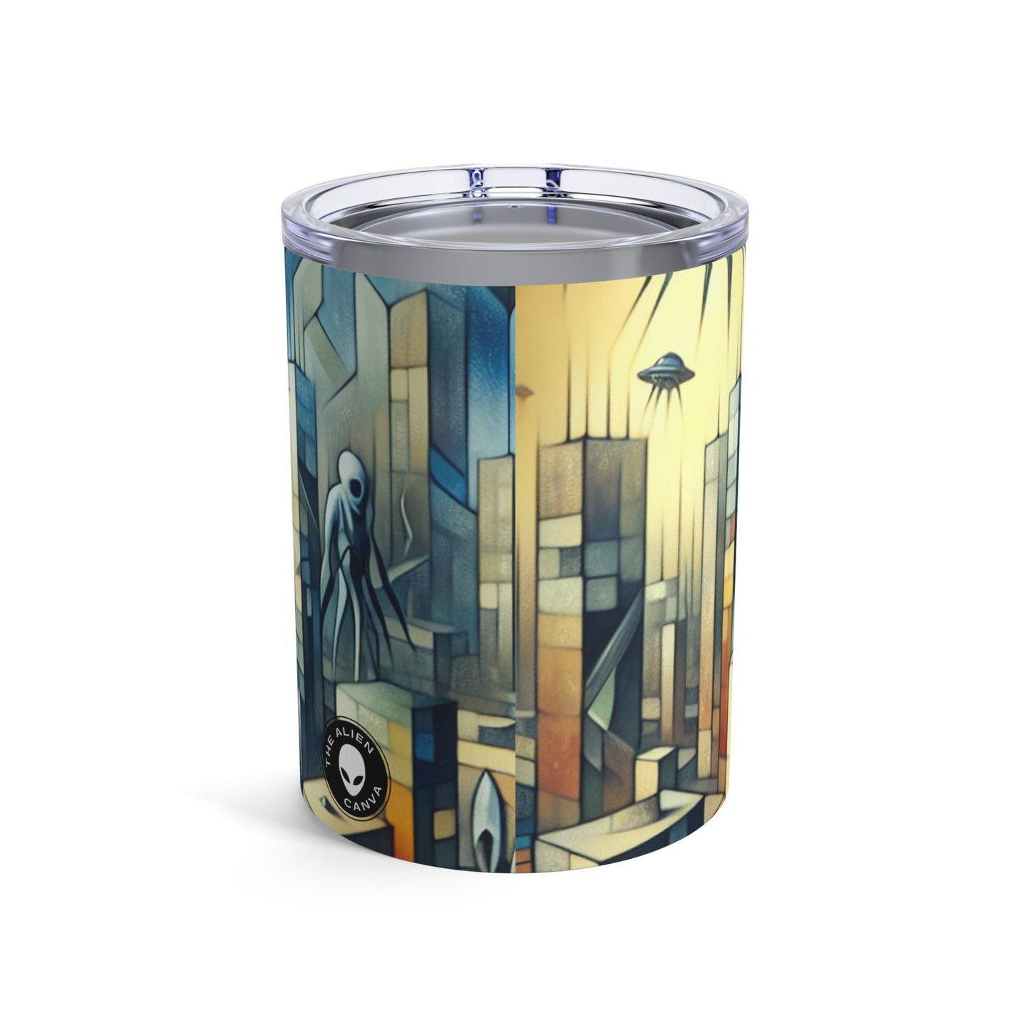 "Cubisme dans une ville futuriste envahie par des extraterrestres". - The Alien Tumbler 10oz Une ville futriste envahie par des extraterrestres dans un style artistique cubiste