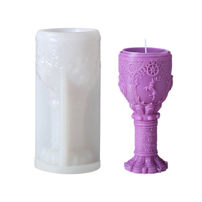 Molde de silicona para velas de aromaterapia con forma de copa sagrada de calavera, herramienta abrasiva para decoración de yeso de Halloween