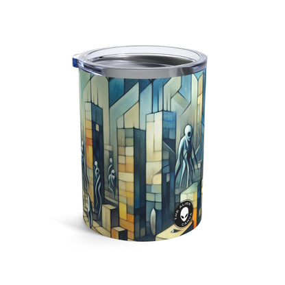 "Cubisme dans une ville futuriste envahie par des extraterrestres". - The Alien Tumbler 10oz Une ville futriste envahie par des extraterrestres dans un style artistique cubiste