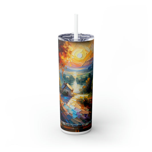 "Market Vibrance: A Post-Impressionist Perspective" - The Alien Maars® Skinny Tumbler with Straw 20oz Post-Impressionism