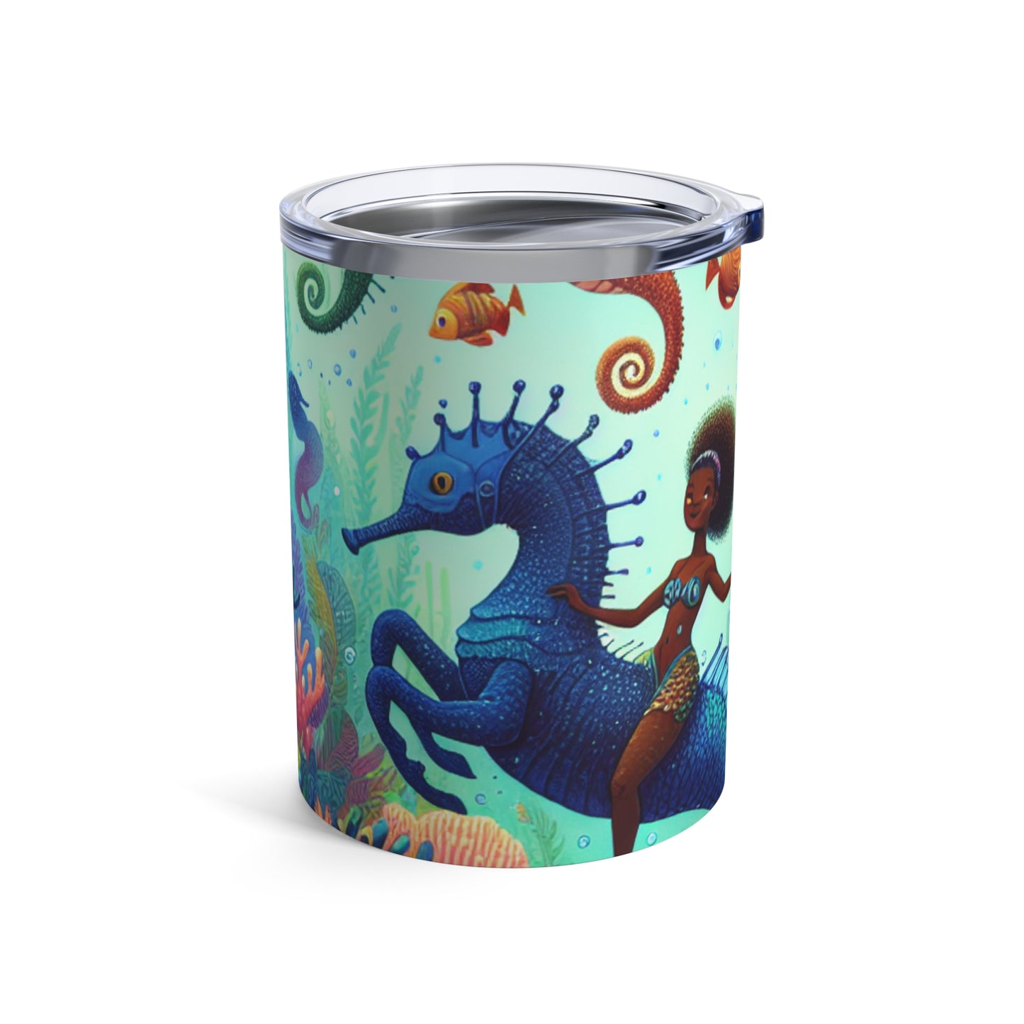 Reino acuático encantado: sirenas y caballitos de mar - Vaso extraterrestre de 10 oz