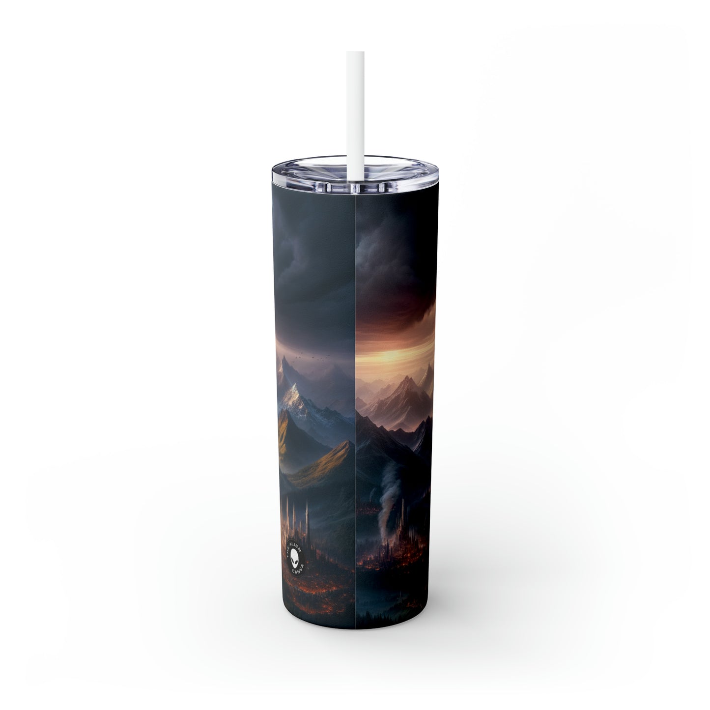 "Sauron's Reclamation: The Darkening of Middle Earth" - The Alien Maars® Skinny Tumbler with Straw 20oz