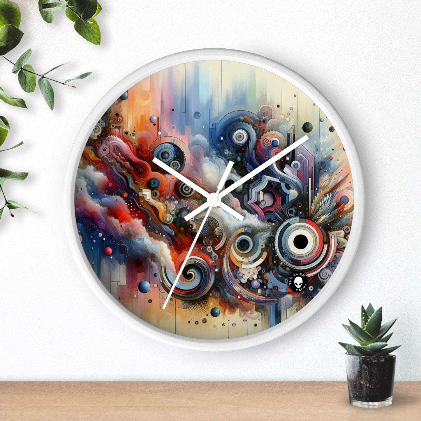 "Temporal Flux: Un viaje surrealista a través de formas abstractas y colores vibrantes" - The Alien Wall Clock Arte de vanguardia