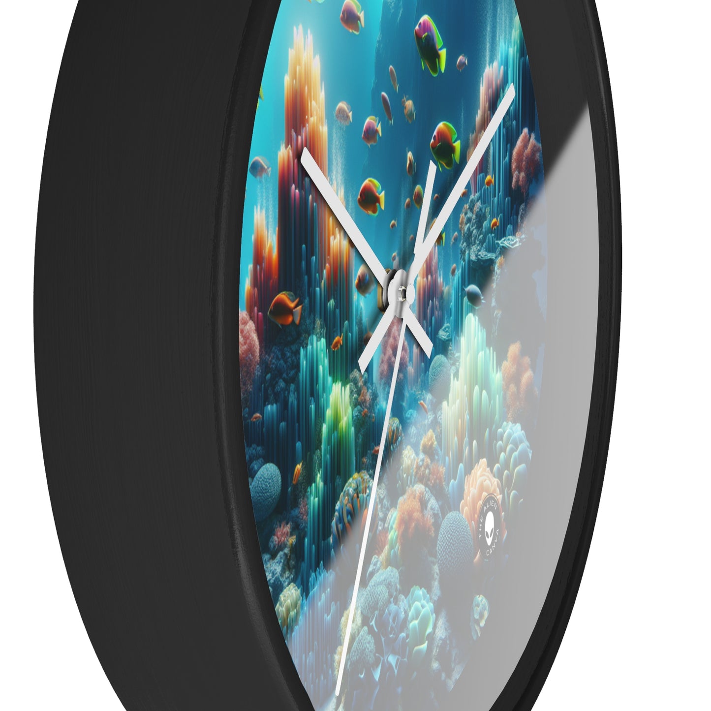 "Neon Reef: una sinfonía surrealista submarina" - El reloj de pared alienígena