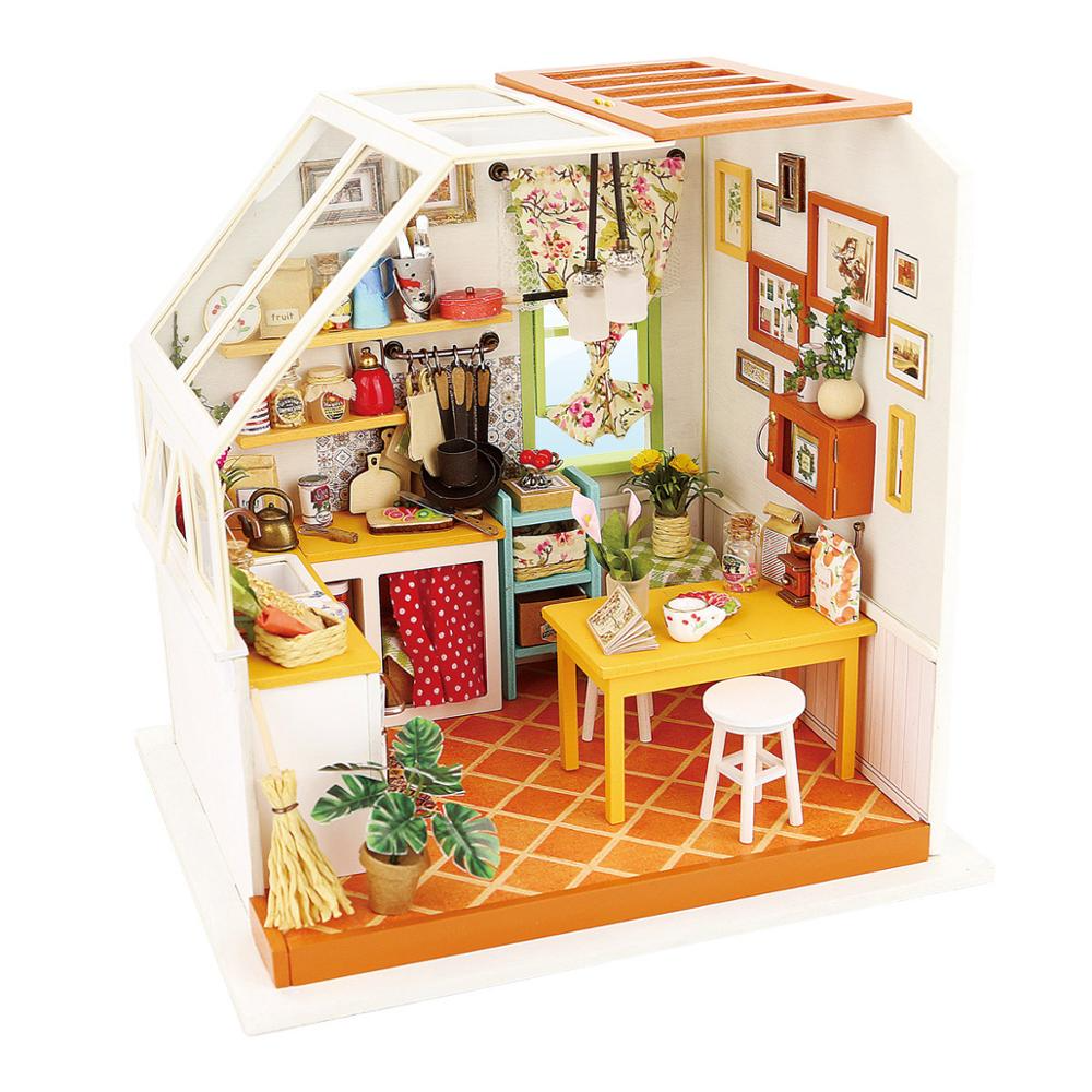 Robotime DIY casa de muñecas en miniatura de madera 1 24 casa de muñecas hecha a mano modelo Kits de construcción juguetes para niños adultos Envío Directo