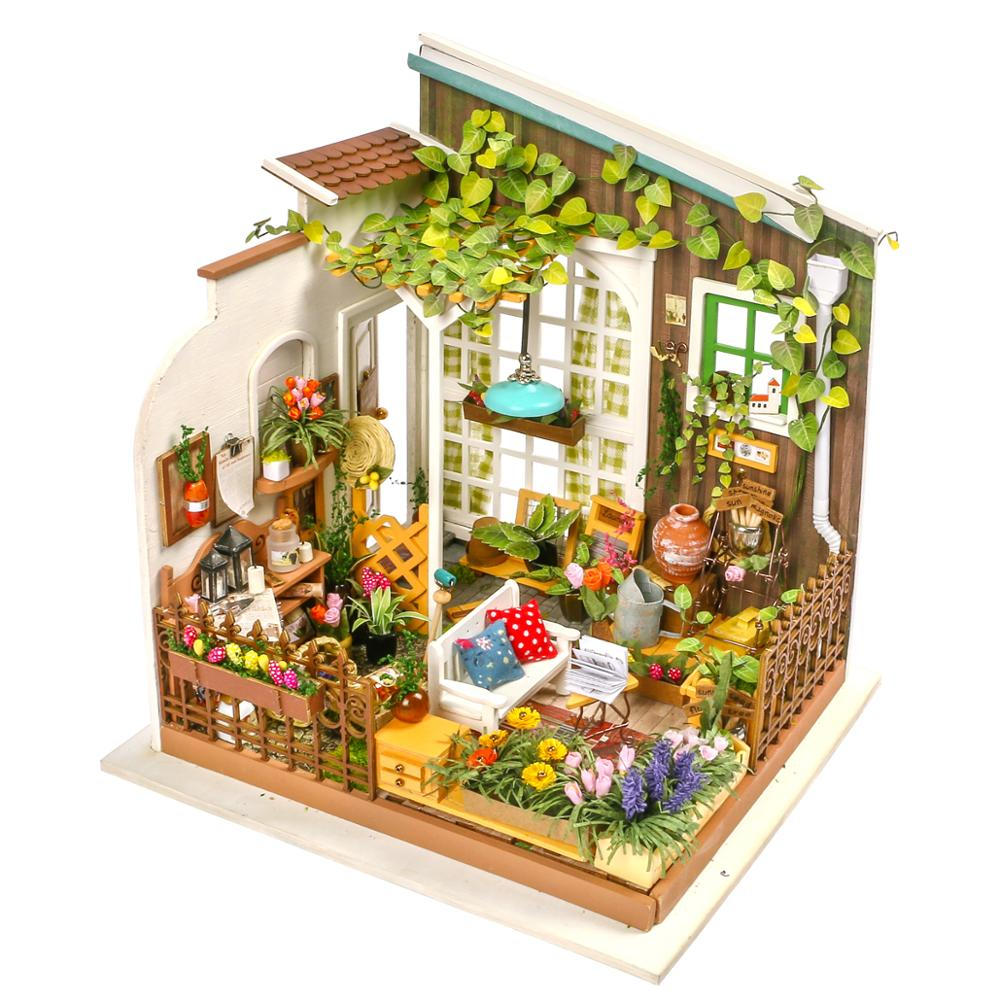 Robotime bricolage maison de poupée Miniature en bois 1 24 maison de poupée à la main modèle de construction Kits jouets pour enfants adulte livraison directe