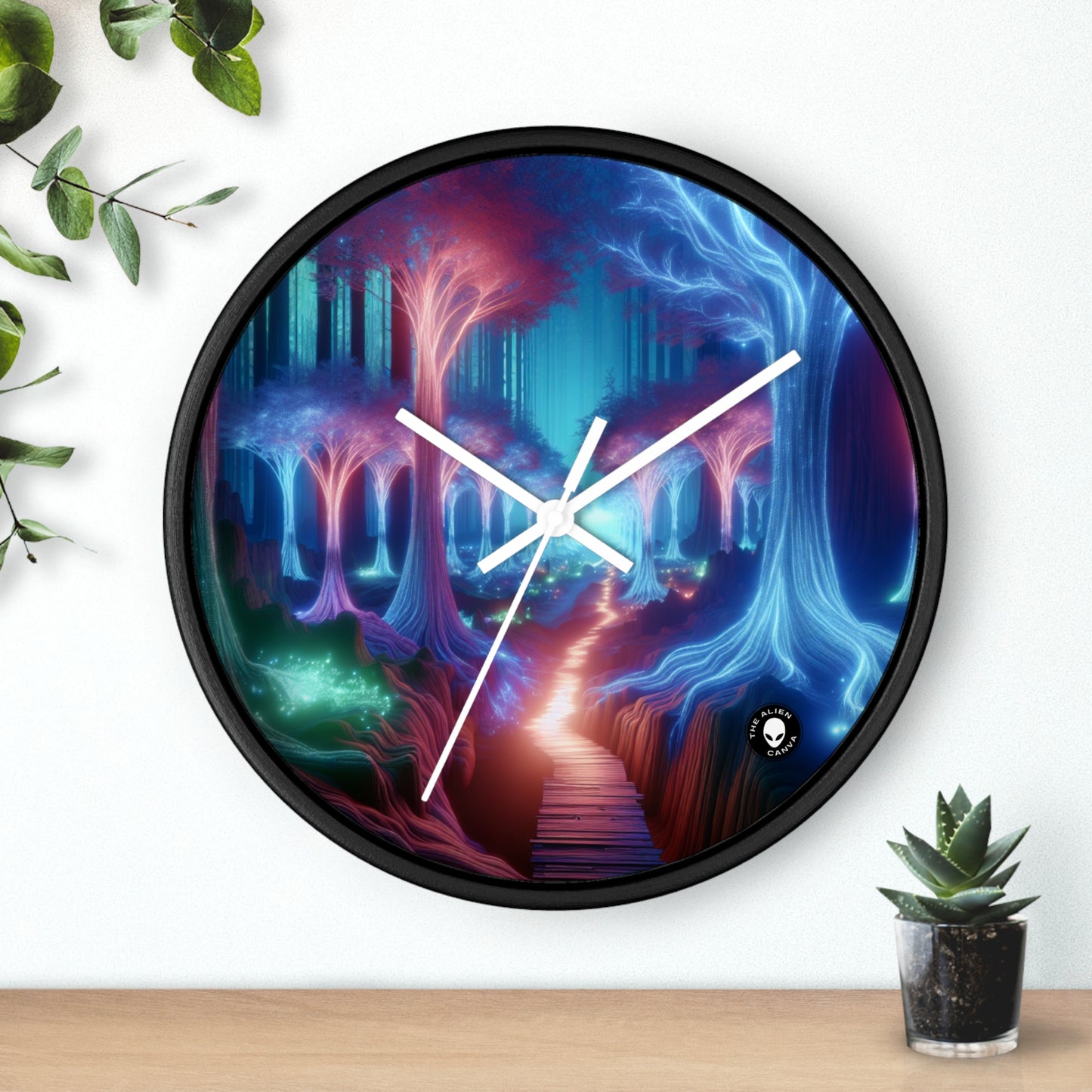 "Glowing Enchanted Forest: A Journey into the Unknown" - The Alien Wall Clock