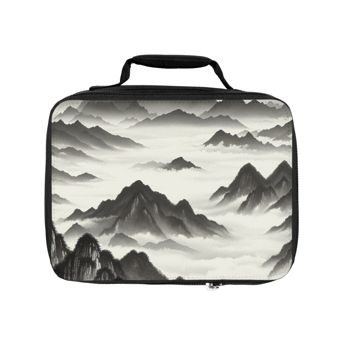 "Misty Peaks in the Fog" - Le style de peinture à l'encre du sac à lunch Alien