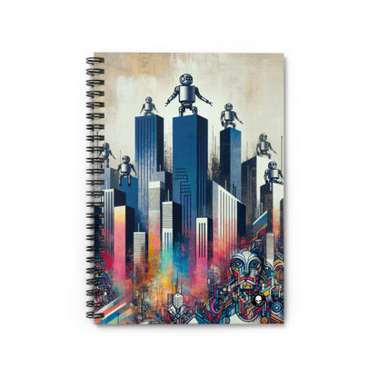 "Paysage urbain robotique : une fresque murale futuriste" - The Alien Spiral Notebook (Ruled Line) Street Art / Graffiti