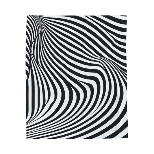 "Optical Illusion Wave" - The Alien Velveteen Plush Blanket Op Art Style