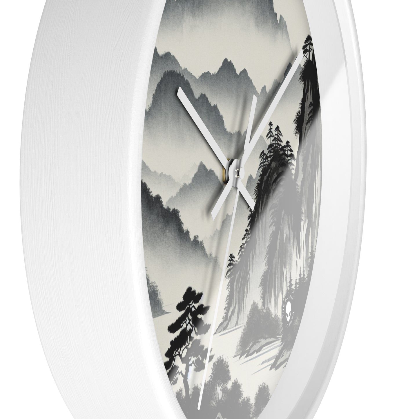 "Harmonious Ink: Capturing the Tranquility of a Zen Garden" - The Alien Wall Clock Ink Wash Painting