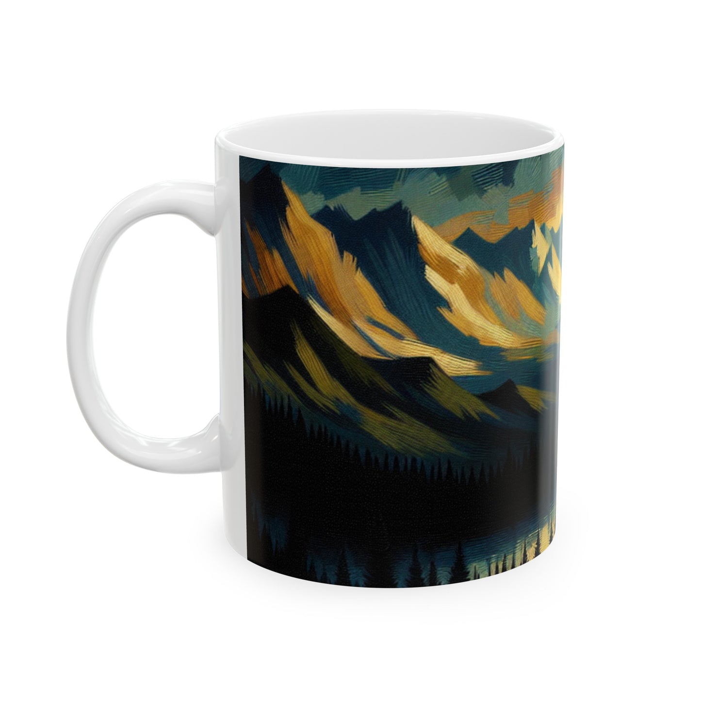 "Centinela Silenciosa de los Bosques Sombríos" - Taza de Cerámica El Alien 11oz Tenebrismo