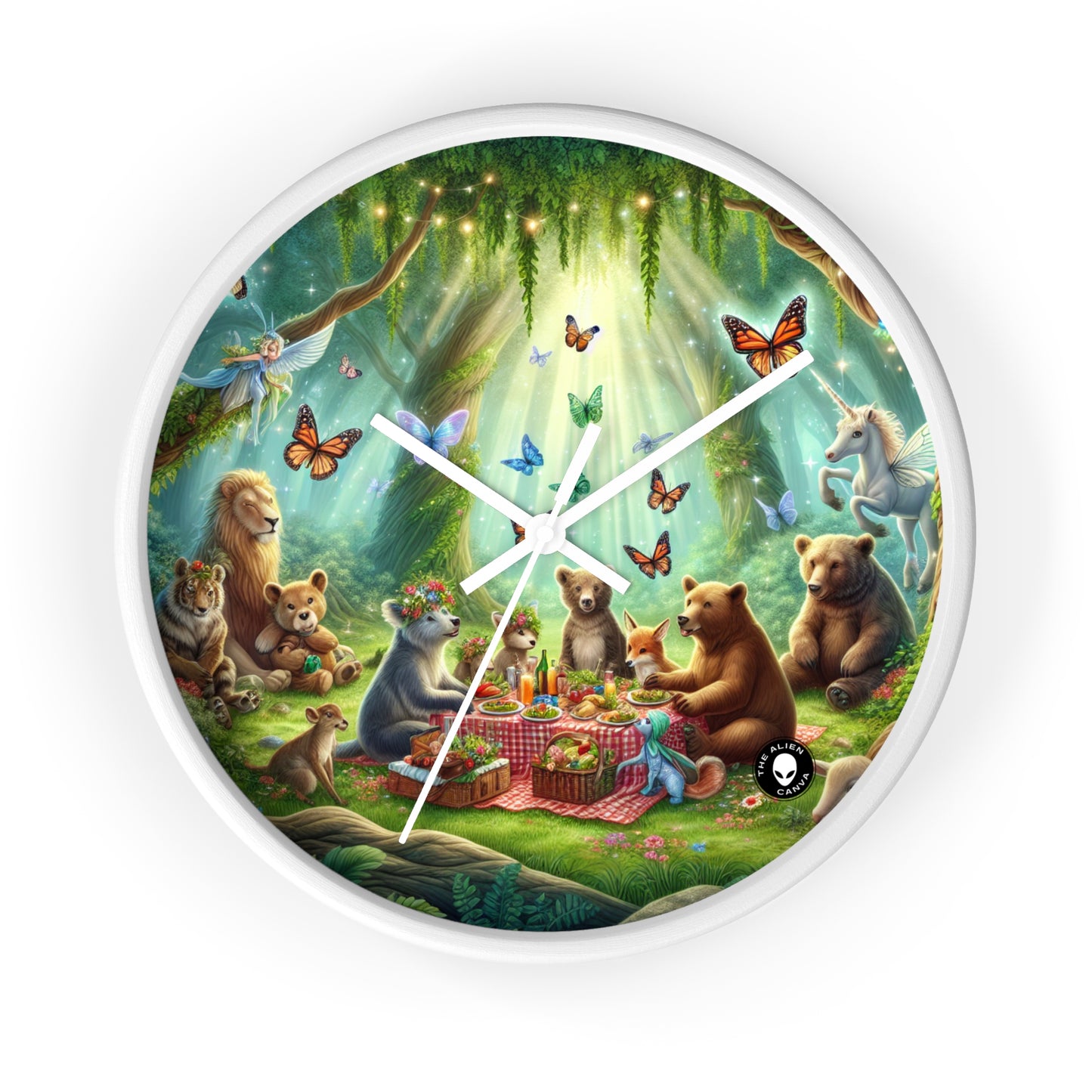 "Enchanted Forest Picnic" - The Alien Wall Clock