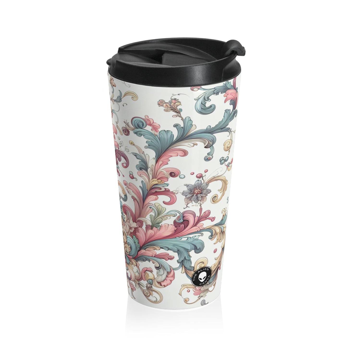 "Enchanted Elegance: A Rococo Garden Soirée" - The Alien Stainless Steel Travel Mug Rococo