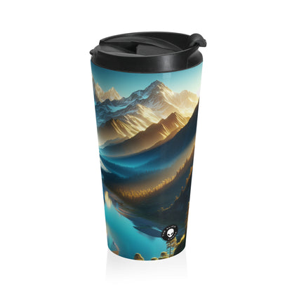 "Serenity's Palette: A Sunset Symphony" - The Alien Stainless Steel Travel Mug Photorealism