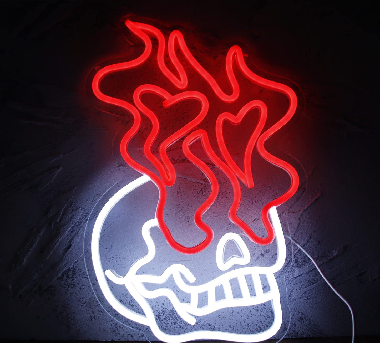 LED Neon Skull Flame Creative Modeling With Atmosphere Decoration