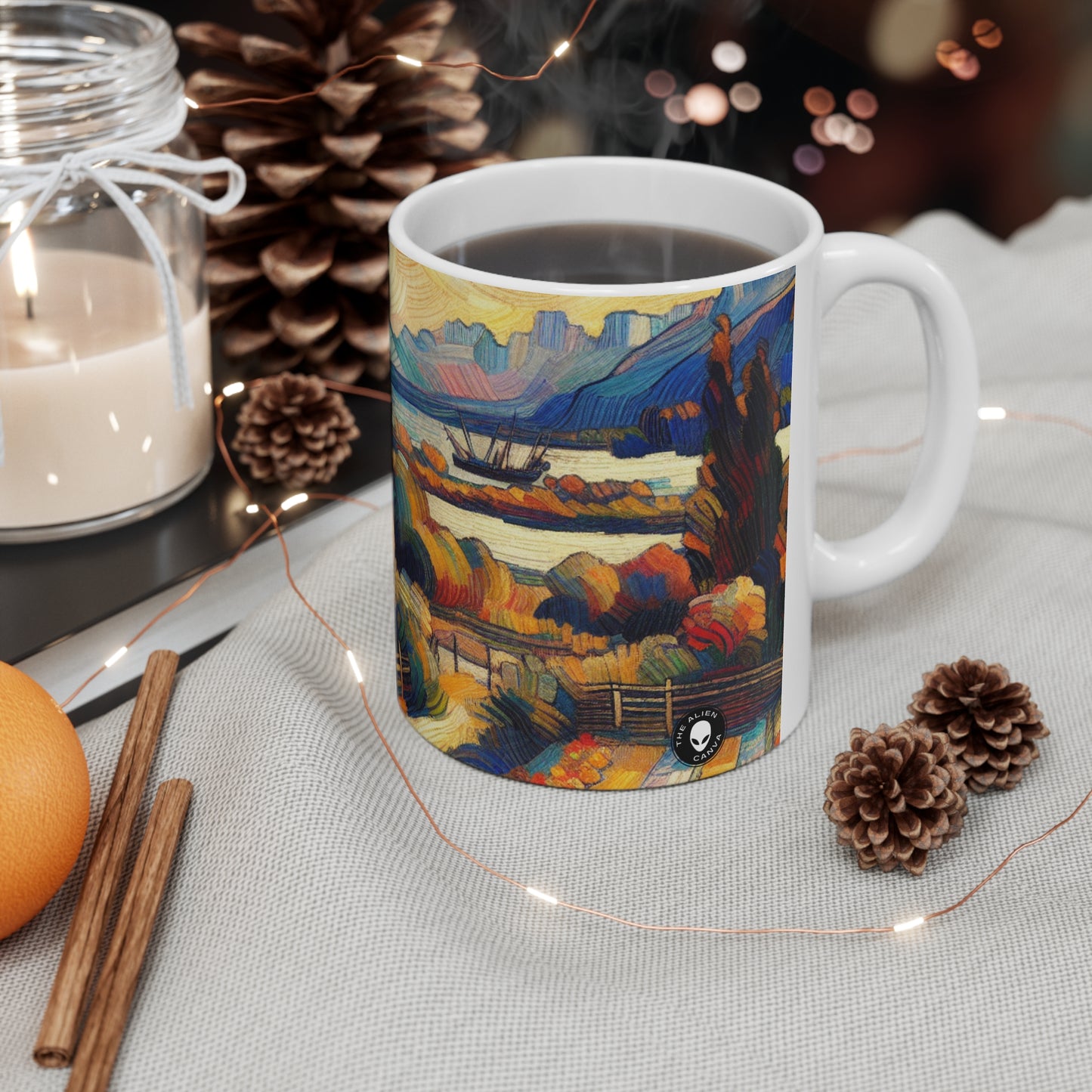 "Le kaléidoscope de la nature : une exploration fauviste vive du règne animal" - La tasse en céramique extraterrestre 11oz Fauvisme