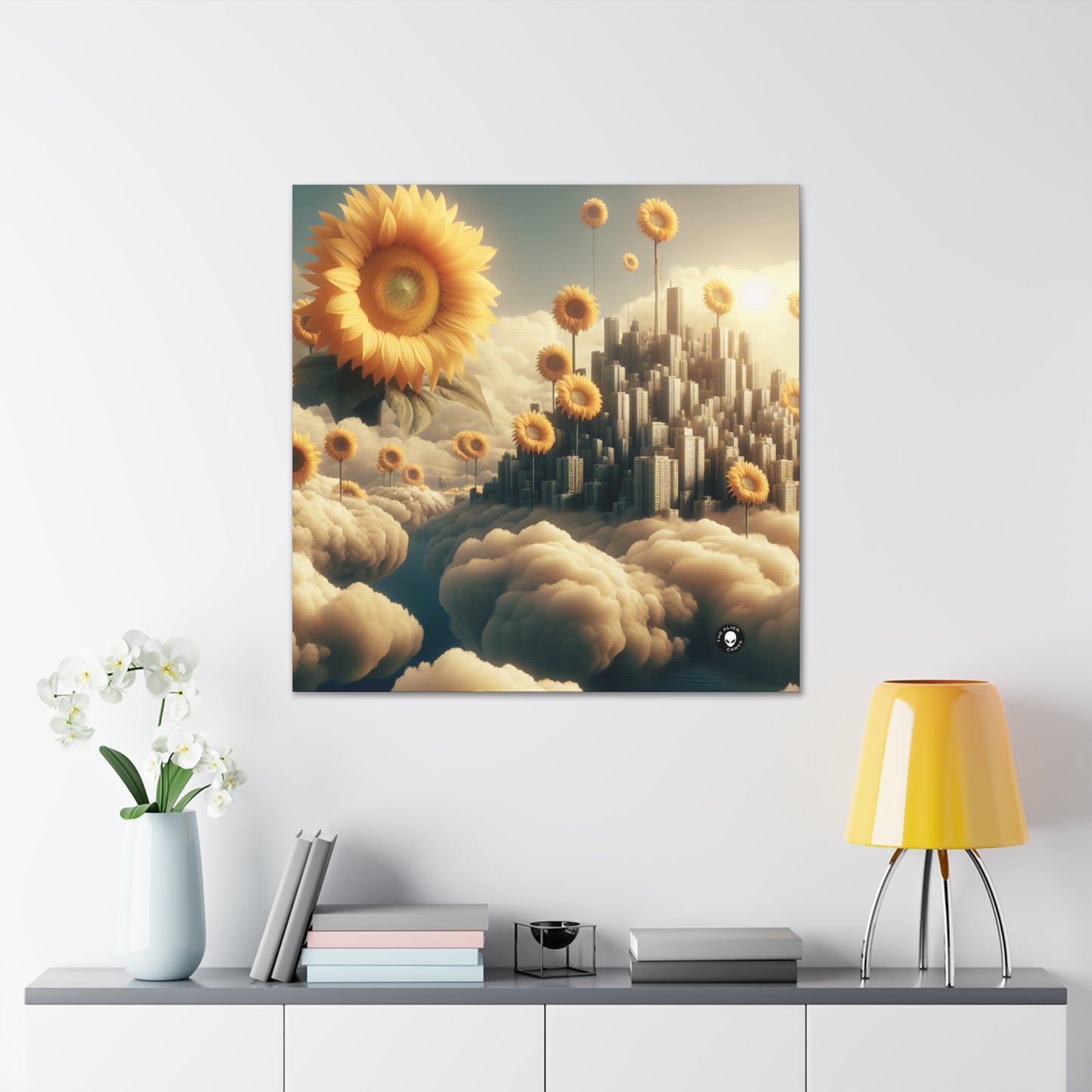 "Ethereal Sky: The City of Clouds and Sunflowers" - The Alien Canva