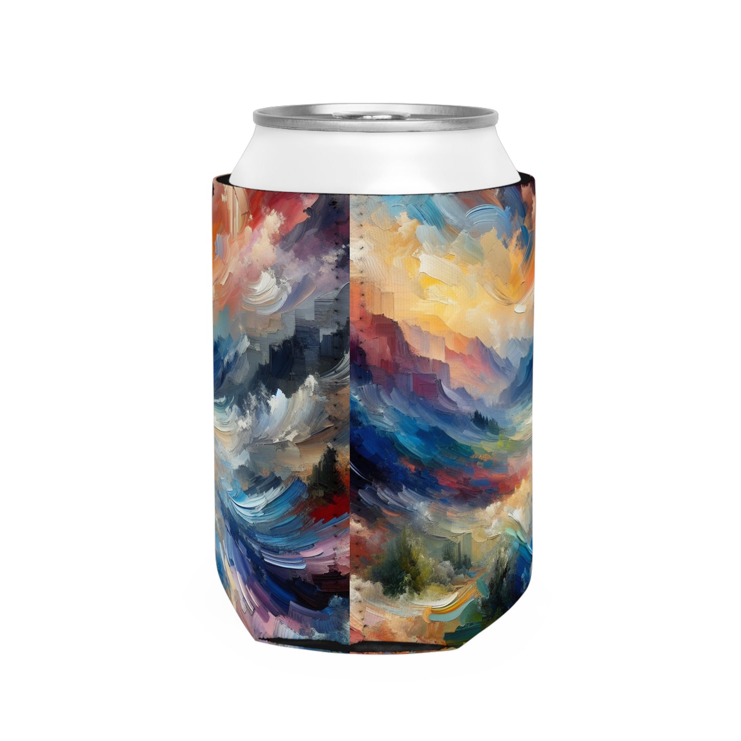 "Abstract Landscape: Exploring Emotional Depths Through Color & Texture" - The Alien Can Cooler Sleeve Abstract Expressionism Style