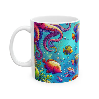 "Seaside Soiree: A Dance Party Under the Sea" - The Alien Ceramic Mug 11oz